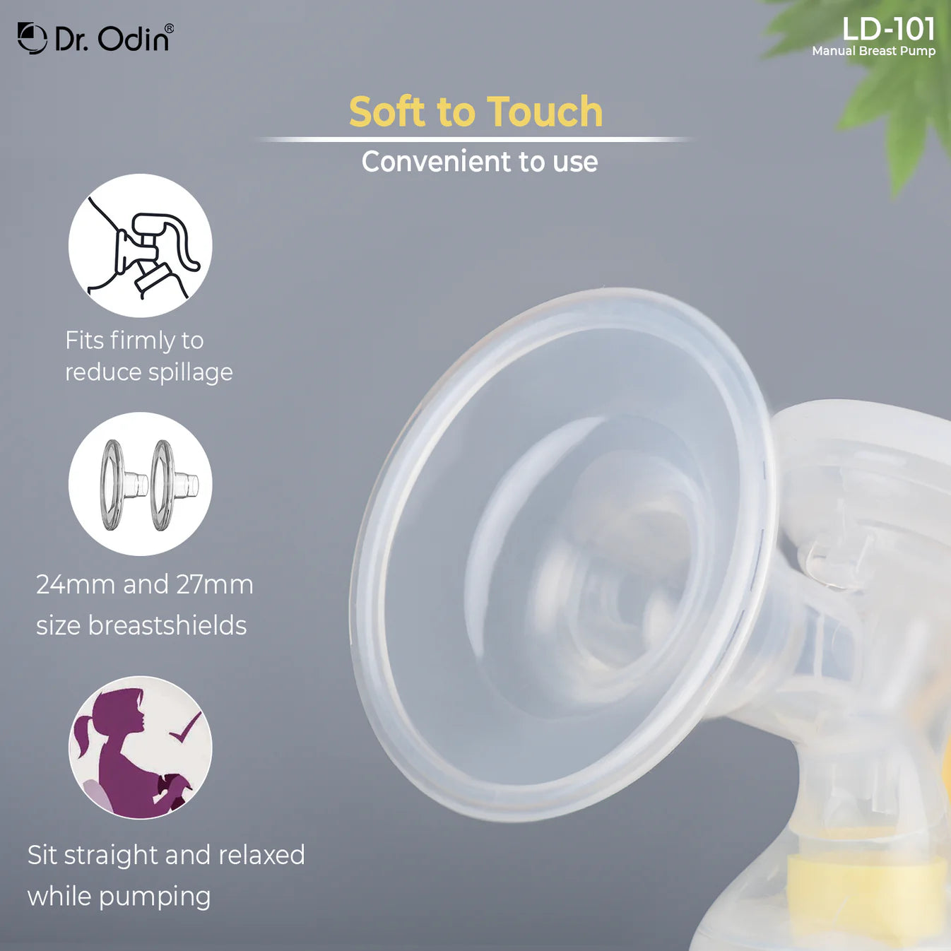 Dr. Odin Manual Breast pump for feeding mothers. BPA free silicone attachments.
