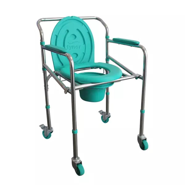 Tynor Commode Chair with wheels and brakes , for Elderly & Disabled to use in room and bathroom