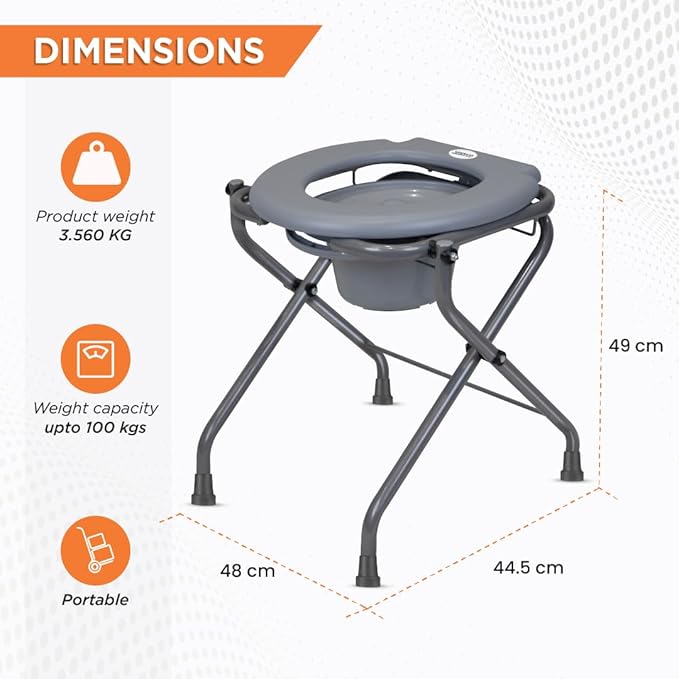 Vissco Comfort Premium Portable Commode Stool with Attached Bucket