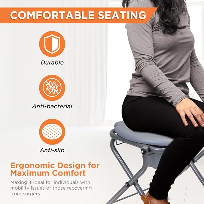 Vissco Comfort Premium Portable Commode Stool with Attached Bucket
