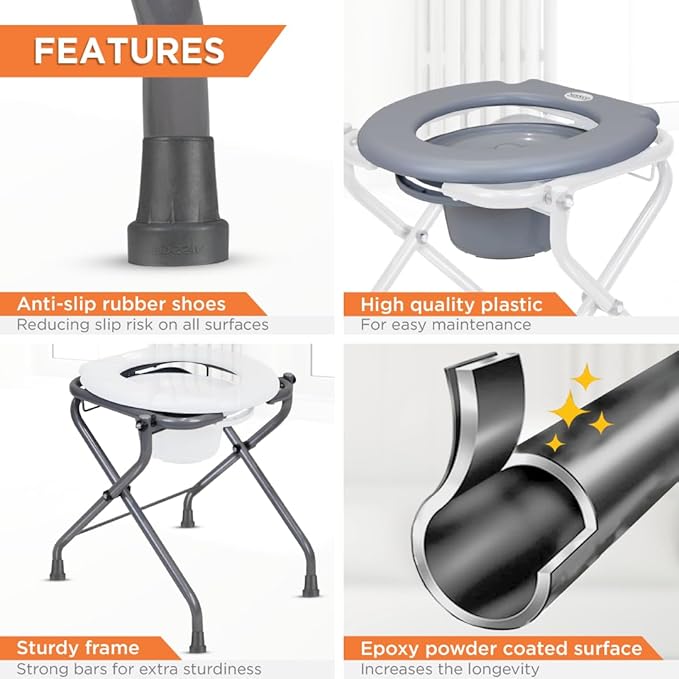 Vissco Comfort Premium Portable Commode Stool with Attached Bucket