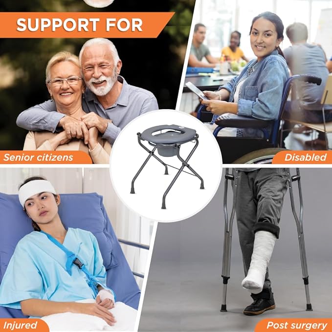 Vissco Comfort Premium Portable Commode Stool with Attached Bucket